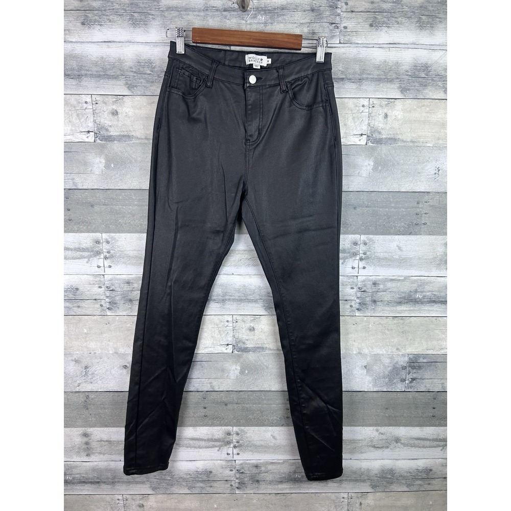 Molly Bracken Women's Mediu  Black Faux Leather Ankle Pants